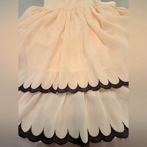 H&M Y2K Vintage Peach/Black Sleeveless Tiered Scallop Trim Blouse Size 2/XS - Picture 4 of 8